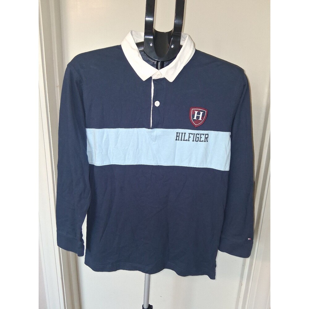 Tommy Hilfiger Boys Long Sleeve Rugby Polo Shirt, Preppy Crest Embroidery, XL 20
